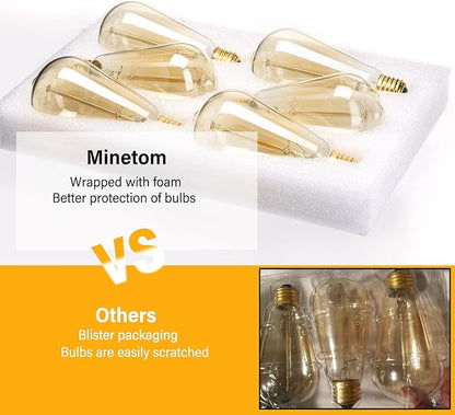 Minetom LED Edison Light Bulbs，Equivalent 60W Incandescent Light Bulbs，E26 Base，Warm White，6Pcs