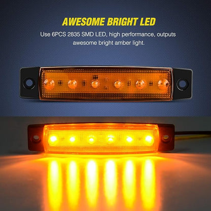 Nilight TL-14 10PCS 3.8” 6 Amber Indicator Rear Side Truck Trailer RV Cab Boat Bus Lorry LED Marker Clearance Light
