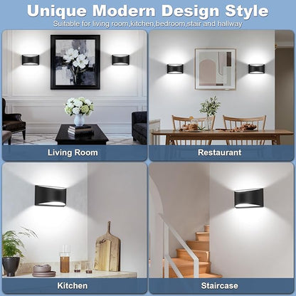 6 Pack Black Modern LED Wall Sconce Hardwired Indoor Wall Lights Up and Down Wall Mount Light for Living Room Bedroom Corridor Hallway Conservatory Cool White 6000K(with G9 Bulbs)