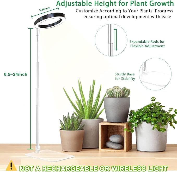 yadoker Plant Grow Light, LED Growing Light Full Spectrum for Indoor Plants,Height Adjustable, Automatic Timer, 5V Low Safe Voltage,Idea for Small Plant Ligh