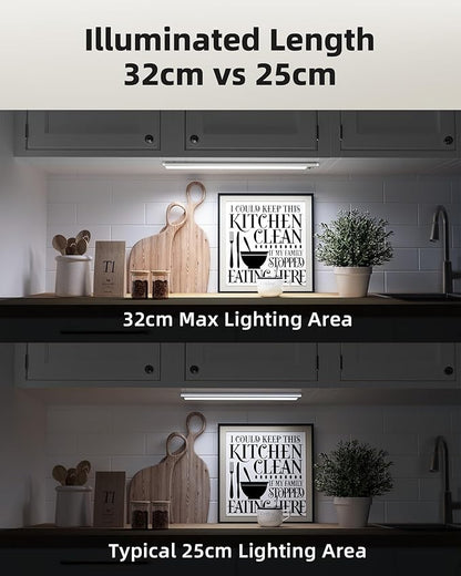 EZVALO Under Cabinet Lights, 14.5'' Motion Sensor Light Indoor Dimmable, 4000mAh Rechargeable Closet Lights 5700K with Remote Control, Wireless Under Counter Light for Kitchen,Cabinet,Bedroom（4Pcs）