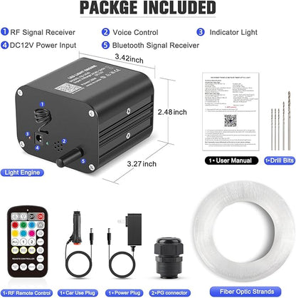 20W Twinkle Starlight Headliner Kit, Star Lights for Car Roof Decoration, Fiber Cable 400pcs of (0.03+0.04+0.06in)*9.8ft Star Light Headliner with Bluetooth APP/Remote/Music Mode