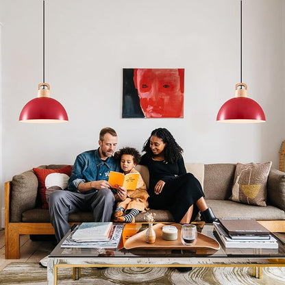 Farmhouse Pendant Light, 3 Packs 11.8inch Red Kitchen Pendant Lights, Modern Pendant Lights, Island Pendant Lights, Pendant Light for Kitchen Island; Bedroom; Office; Living Room