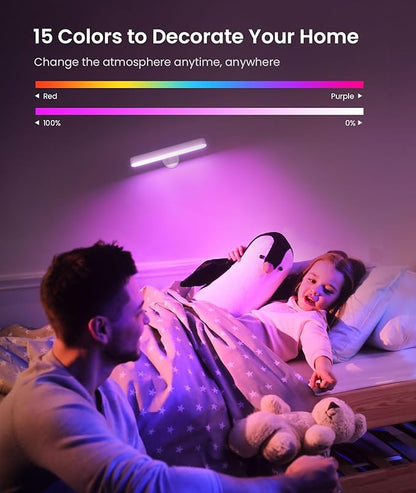 PopoIron Wall Sconces Rechargeable 7500mAh Battery Operated Wall Lights Cordless LED Wall Lamp, Touch and Remote Control, 3 Colors Wall Lamps 360° Rotate Dimmable Brightness with 15 RGB Colors
