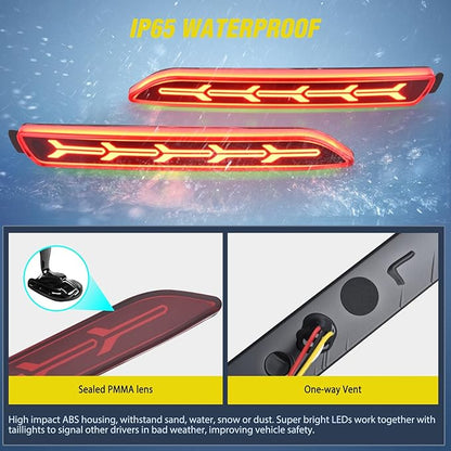 Nilight Rear Bumper Tail Light Compatible with 2006 2007 2008 2009 2010 2011 2012 2013 2014 Toyota Camry Red Lens LED Reflector Bumper Lamps Brake Turn Signal Sequential Flashing Driving Taillights