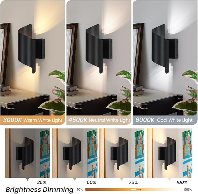 2 Packs Modern Wall Light Battery Operated Wall Sconces,Black Wireless Wall Lamp with Remote, Rechargeable Cordless Wall Sconce USB Charging for Bedroom Living Room Hallway (1 Pack)