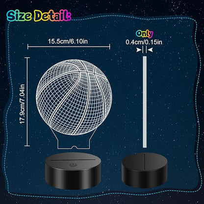 Linkax Basketball Gifts Stocking Stuffers for Teens Boys Girls, Basketball 3D Illusion Night Light Christmas Gifts for Ages 8-13, 5-15 Year Old Boy Birthday Present Room Decor