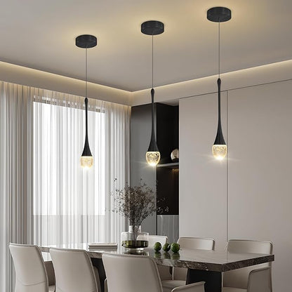 ykolupty Modern Pendant Lights for Kitchen lsland LED Dimmable Raindrop Chandelier Crystal Ceiling Pendant Lighting for Dining Room Hallway Bar Living Room (1 Pack)
