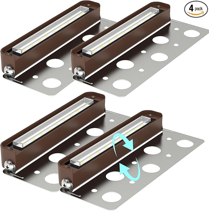 rosykite 7 Inch LED Retaining Wall Lights 4-Pack, 5W Hardscape Step Lights, 5CCT 2200K-5000K Tunable White, 12-24V Low Voltage Outdoor Paver Lights, ETL Listed Brown Landscape Lights for Stairs, Deck