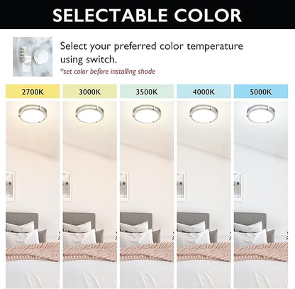 Design House 589598 Color Temperature Selectable Ripon Integrated LED Flush Mount Ceiling Light Dimmable & 2700K/3000K/3500K/4000K/5000K, 11-Inch, Satin Nickel, 4 Pack