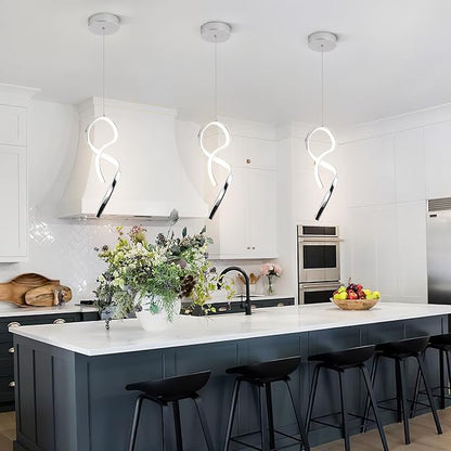 Modern Pendant Light Fixture,4500K LED Pendant Lights Kitchen Island Lighting, Adjustable Height Hanging Light for Kitchen Sink Dining Room Bedroom,1 Pack (Chrome)