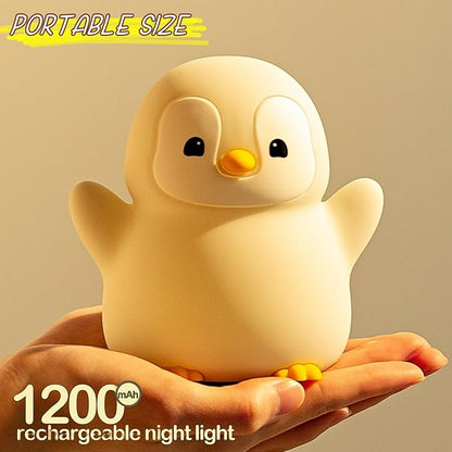 YR YRHH-PET Cute Penguin Night Light, LED Squishy Xmas Penguin Lamp, Food Grade Silicone Dimmable Nightlight, Kids Gray Penguins Light, Rechargeable Light Up Penguins Gifts, Kids Room College Decor