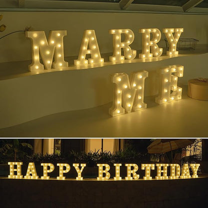 Foaky Rechargeable LED Letter Lights Sign Marquee Light Up Letters Sign for Night Light Wedding/Birthday Party Christmas Lamp Home Bar Decoration (I)
