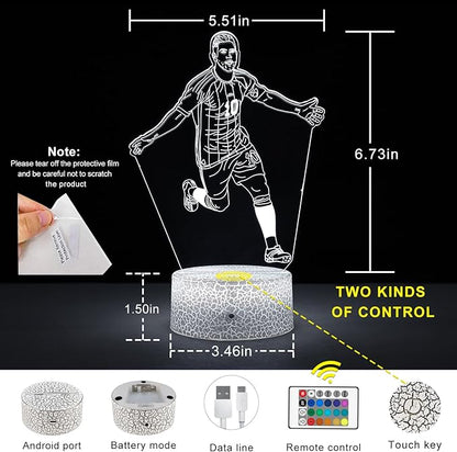 Argentina Soccer Player #10 3D Illsuion Lamp for Boys,with Remote & Smart Touch, Dimmable lamp，Football Fans for Children's Room Decoration，Christmas Gifts (01)