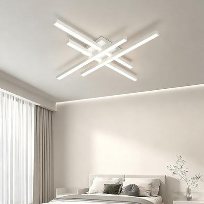 Modern 24in LED Ceiling Light, Minimalist Linear Geometric Flush Mount, 3000K Warm White Ceiling Lamp for Living Room Bedroom Kitchen Dining Room Office