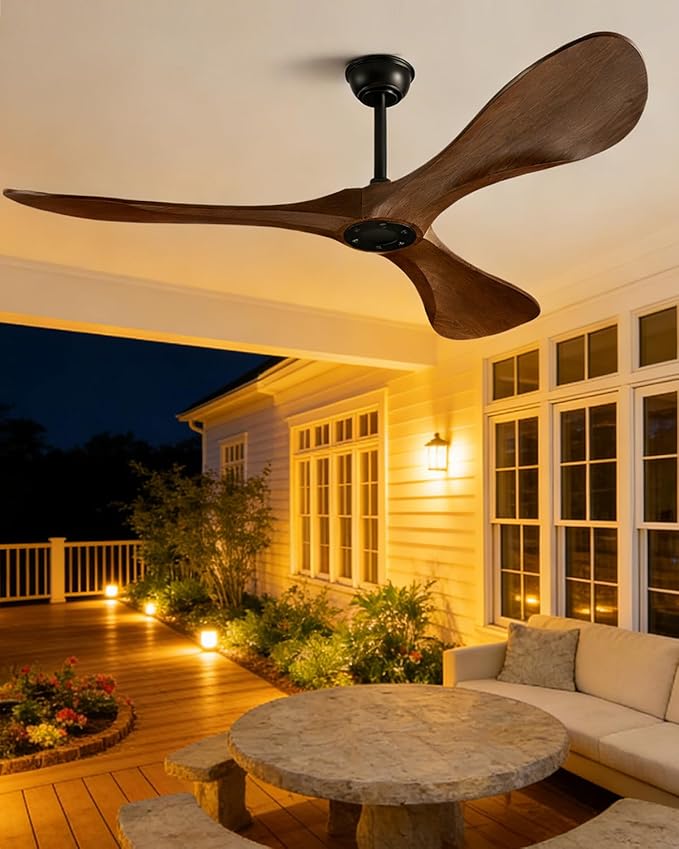 52 in Ceiling Fan of 6400+CFM High Airflow with Remote Control,Ceiling Fan without light for Indoor/Outdoor Patios.6 Speed Noiseless Reversible DC Motor,Easy to Install with Timer for Living Room