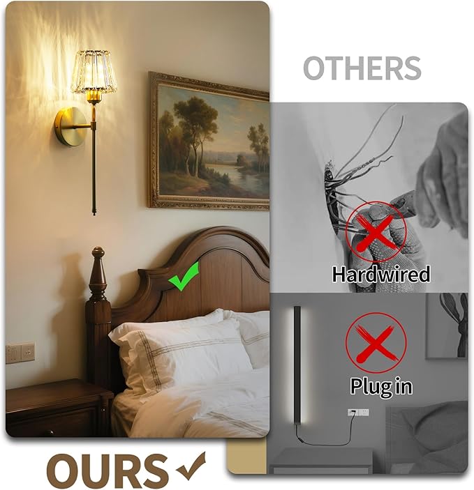 Battery Operated Crystal Wall Sconce Set of 2, Gold Rechargeable Wireless Wall Sconces with Remote Dimmable 12 Colors Modes Led Wall Lights, Wall Lamp for Bedroom Living Room Hallway, 2 Bulbs Included