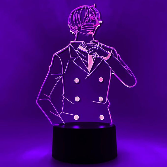 Otaku Lamps Sanji One Piece – Anime Lamp Figure Night Light, 16 Color RGB LED – 3D Anime Room Décor Gift for Otaku