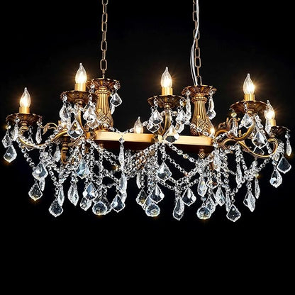 Crystal Chandeliers Contemporary Chandelier Island Lighting 8 Lights Candle Pendant Rectangle Hanging Ceiling Light Fixture for Dining Room Living Room Kitchen Island Entry L33.85