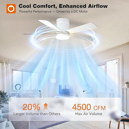 addlon RGB Ceiling Fans with Light, 42‘’ Low Profile Flush Mount Small Ceiling Fan, Remote Control/APP Control, Reversible, Sleek Modern Fan for Bedroom, Living Room, Kids Room, Indoor/Outdoor, White