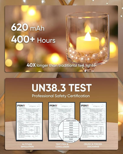 Homemory 24pcs Flameless LED Tea Lights with Remote & Timer, 400+Hours Realistic Flickering Battery Candles for Seasonal, Tabletop, and Centerpieces Decor