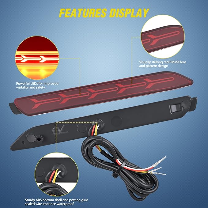 Nilight Rear Bumper Tail Light Compatible with 2006 2007 2008 2009 2010 2011 2012 2013 2014 Toyota Camry Red Lens LED Reflector Bumper Lamps Brake Turn Signal Sequential Flashing Driving Taillights