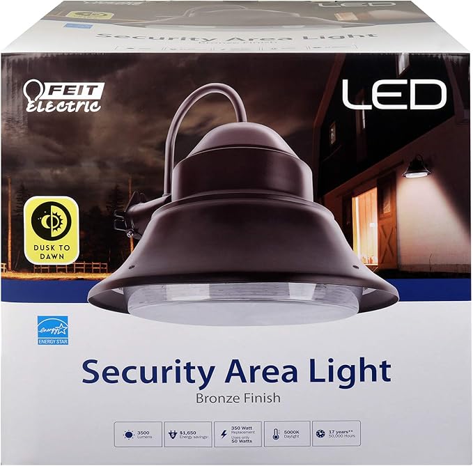 Feit Electric - 73700 350W Equivalent 50 Watt 13" LED Yard Dusk to Dawn 3500 Lumen Security Outdoor Light, 5000K Daylight