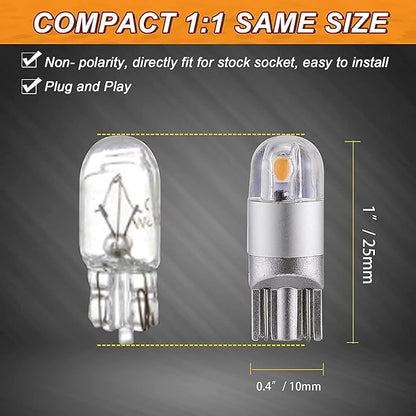 Auxbeam 194 T10 LED Bulbs Amber, Non-Polarity Extremely Bright 168 W5W Car Interior Lights, Replacement Bulb for License Plate lights, Dome Map Light, Dashboard Lights, 10 PCS