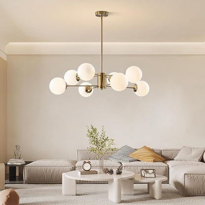 KCO Lighting 8-Light Glass Sputnik Chandelier Light Modern Gold Chandeliers Pendant Light Fixture Vintage Globe Ball Ceiling Flush Mount Light Fixture Kitchen Island