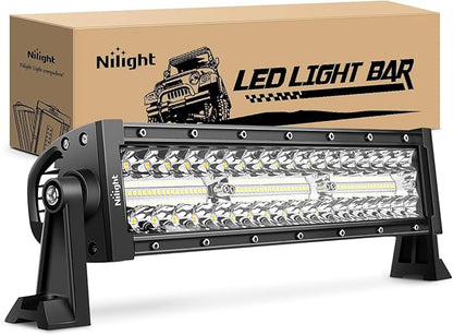 Nilight LED Light Bar 13.5 Inch Triple Row Spot Flood Combo 96LEDs Fog Driving Work Backup Bumper Lighting for Off-Road Truck SUV ATV UTV