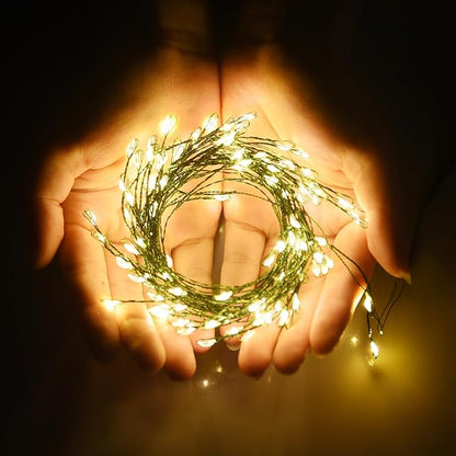 Dailyart Fairy Lights Plug in, 200 Led Fairy Light with Remote 10Ft Fairy Lights with Timer 8 Modes Warm Lights for Bedroom Wreath Party Window Wedding Christmas Tree Decoration Green Wire