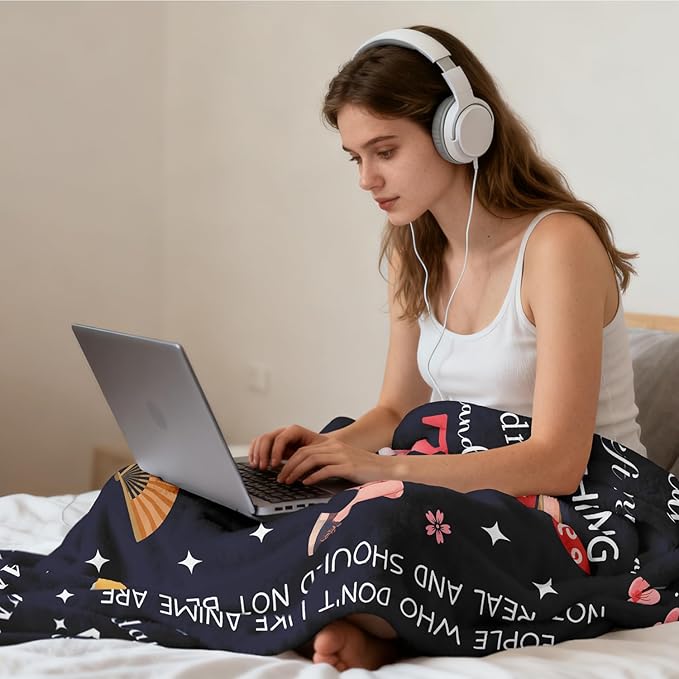 Anime Gifts for Men/Girls/Boys/Women/Him/Her, Kawaii Anime Blanket 60"X50", Unique Christmas/Valentines Day/Graduation Birthday Gifts for Animes Lovers/Fans, Animes Room Decor/Stuff