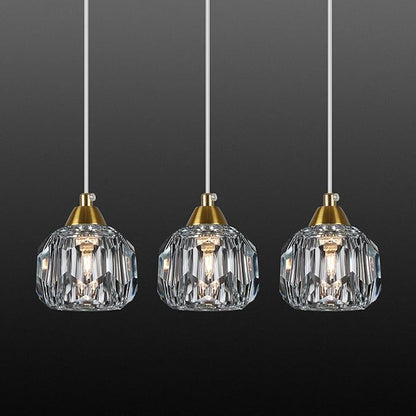 Weesalife Crystal Chandeliers for Dining Room Lights Fixture Over Table, 3 Pack Gold Modern Pendant Light Fixture，Crystal Pendant Lighting for Kitchen Island Bathroom Bar