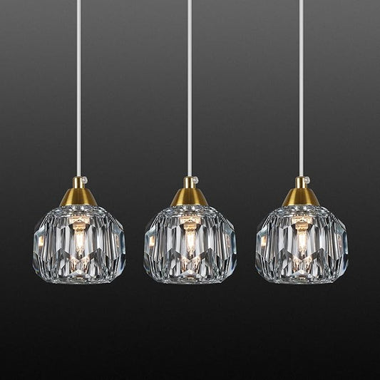 Weesalife Crystal Chandeliers for Dining Room Lights Fixture Over Table, 3 Pack Gold Modern Pendant Light Fixture，Crystal Pendant Lighting for Kitchen Island Bathroom Bar