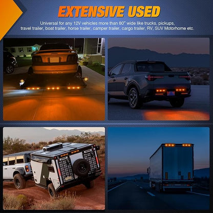 Nilight 9 LED Marker Tail Trailer Light Bar 14.2Inch 2 PCS Amber Clearance Identification Running Mark ID Rear Stainless Steel Bracket for 12V Pickup Truck RV Boat