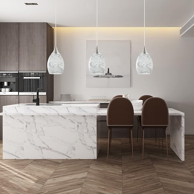 Glassland Pendant Lighting, 1 Light Mini Pendant Light in Brushed Nickel with Gray Glass Shade, ETL Listed.