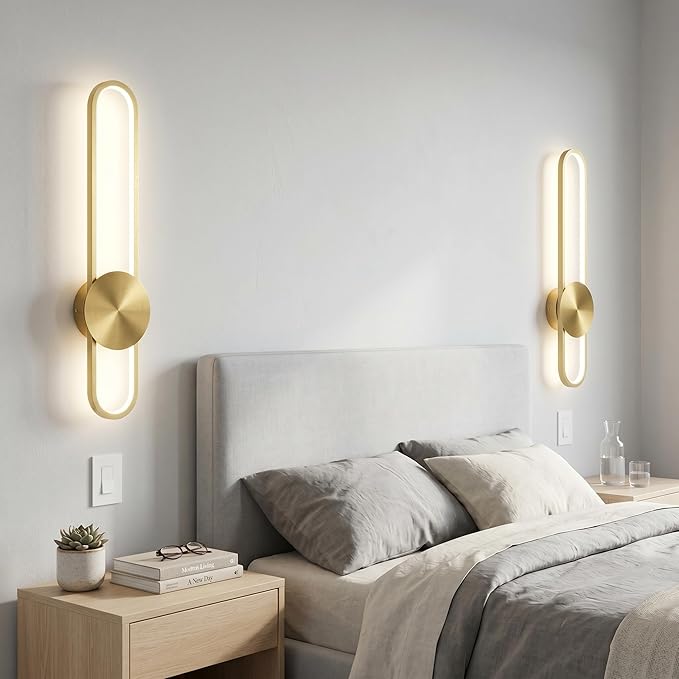 JAYMP Modern Wall Sconce 4000K Dimmable LED Wall Light Fixture, Hardwired Wall Lamp for Living Room, Dining Room, Bedroom, Hallway, Lobby, Entryway, 1 Pack (Brushed Gold, H56cm/22inch)
