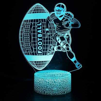 3D Illusion Football Player Night Light for Kids,Rugby LED Lamp 16 Color Changing Smart Touch&Remote Control Bedroom Decor Lamp Holiday Christmas Birthday Gift for Outsports Lover