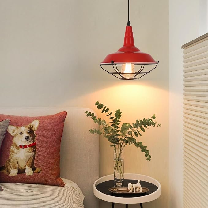Farmhouse Red Pendant Light, 3 Packs 10.5 inch, Modern Pendant Lighting, Kitchen Pendant Lights, Industrial Pendant Light, Pendant Lights Kitchen Island for Bedroom, Living Room, Bar