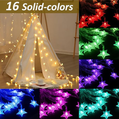Solhice 20ft Color Changing Star String Lights for Bedroom 40 LEDs, Hanging Twinkle Lights USB Powered, Bunk Bed Lights for Kids Room Indoor Outdoor with Remote