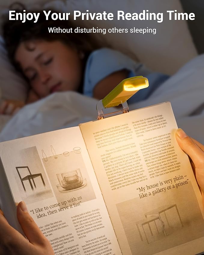 DEWENWILS USB Rechargeable Book Reading Light with Clip, LED Clip on Book Light for Reading at Night, Flexible Booklight for Kids, Warm White, Brightness Adjustable for Eye Protection (Green)