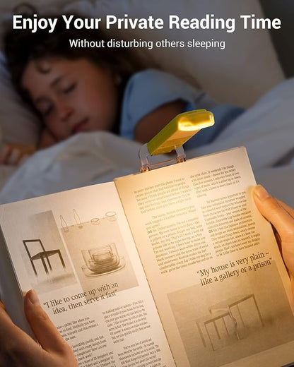 DEWENWILS USB Rechargeable Book Reading Light with Clip, LED Clip on Book Light for Reading at Night, Flexible Booklight for Kids, Warm White, Brightness Adjustable for Eye Protection (Green)