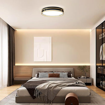 Pevfah Modern Flush Mount Ceiling Light, 5CCT 2700 K-6000 K Dimmable Black and Gold Ceiling Lighting Fixture, Minimalist Round LED Ceiling Lamp for Kitchen, Bedroom, Hallway, Living Room-16.5 Inch