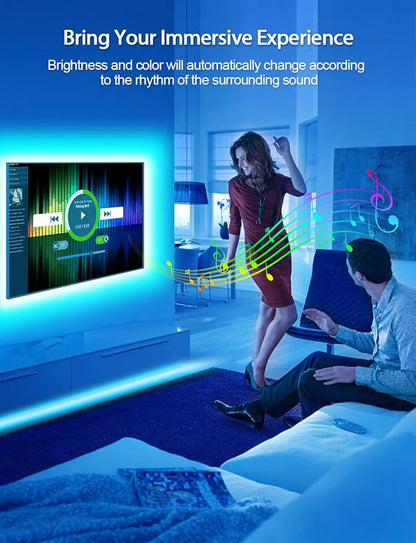 MATICOD LED Lights for TV, 13.1ft TV Lights for 45-60in, Music Sync Color Changing Tv Backlight with Bluetooth Smart App Remote Control, USB Powered RGB 5050 RGB Strip Light for Xmas Decor