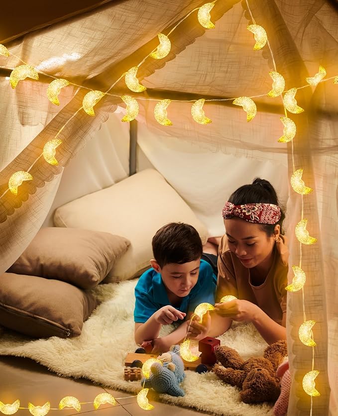 AceList Moon String Lights, 9.8FT 20 LED Decorative Fairy Lights, USB & Battery Powered for Bedroom, Party, Dorm, Camping, Mother’s Day, Holiday and Everyday Home Decor