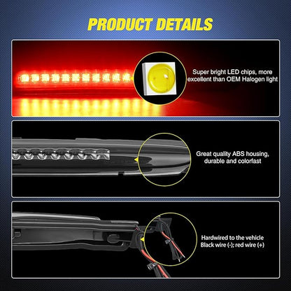 Nilight Third Brake Light Tail High Mount 3rd Stop Cargo Reverse Lights Smoked Lens for Chevy Trailblazer and GMC Envoy 2002-2009 Buick Rainier 2004-2007 Isuzu Ascender 2003-2008 Rear Center Cab Lamp