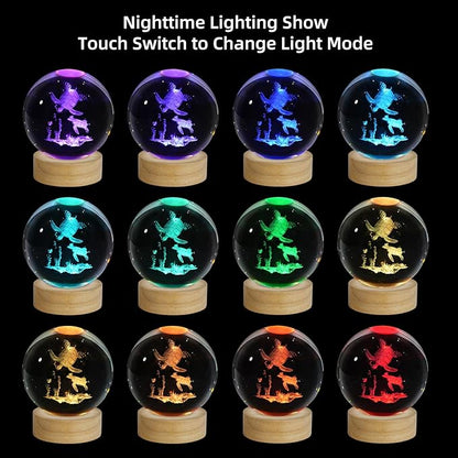 3D Sea Turtles Crystal Ball Night Light, Upgraded 3.15 Inch Glass Ball Lamp with 16 Color LED Wooden Base, Sea Turtles Decor Birthday Holiday Christmas Gifts for Boys Girls Friends