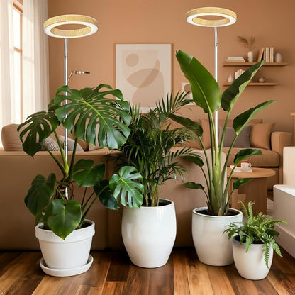 Grow Lights for Indoor Plants Full Spectrum,6.3" LED Wood Grain Plant Grow Light, 9.8-65in Height Adjustable Plant Lights Growing Lamp with Auto Timer 3H/9H/12H,10 Dimmable Levels (Wood Grain 1 Pack)