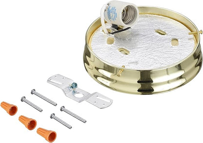 Aspen Creative 22106-06-1, Flush Mount Ceiling Fixture Shade Holder Kit in Brushed Brass Finish 6-1/4" Fitter, 6-3/4" Diameter x 1-1/2" Height
