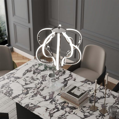 Modern LED Chandelier Acrylic Design Adjustable Hanging Chandelier Easy Install Suitable for Dining Room Living Room Bedroom Kitchen and Corridor
